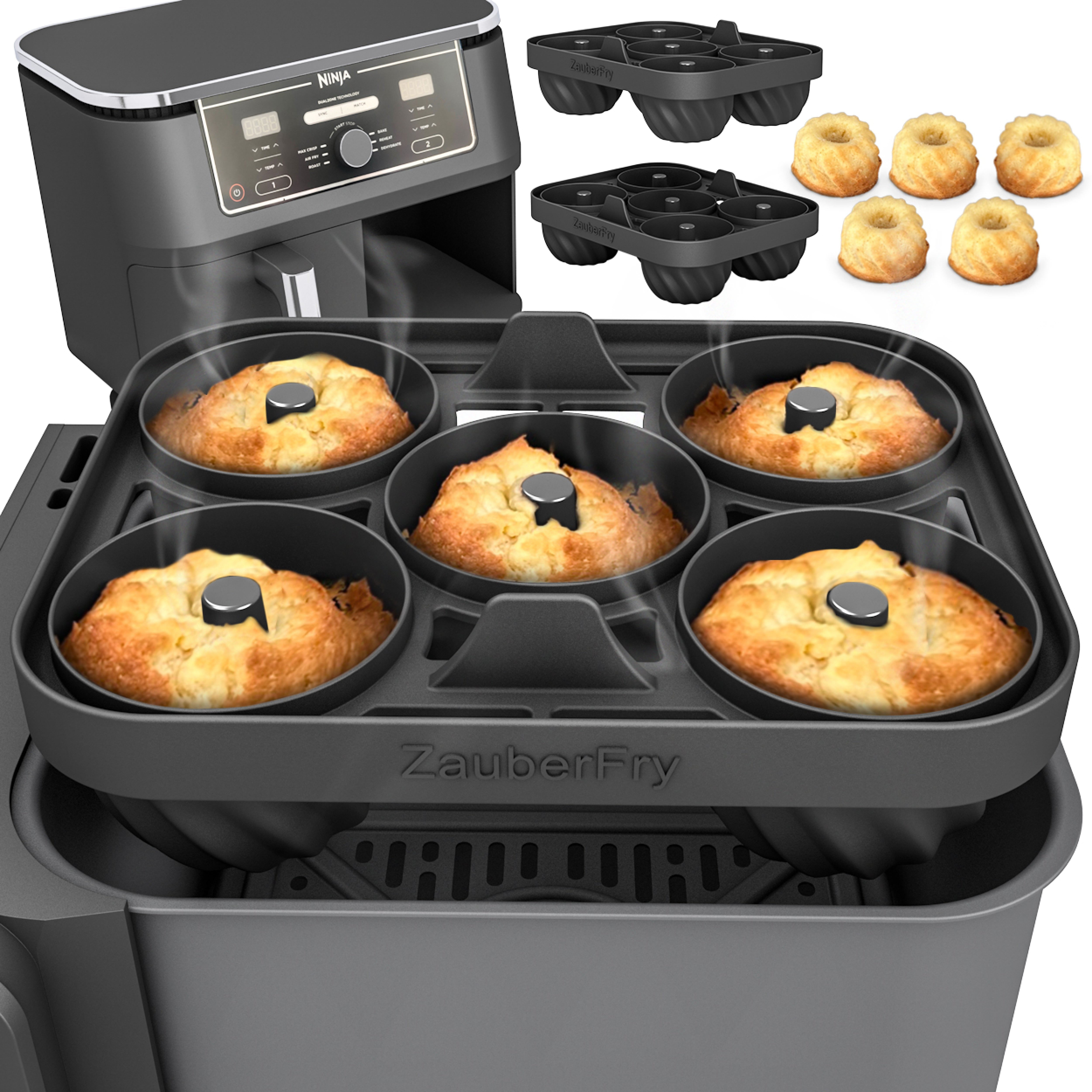 ZauberFry - Backform „Mini-Gugelhupf“ kompatibel mit Ninja Airfryer (2er-Set)
