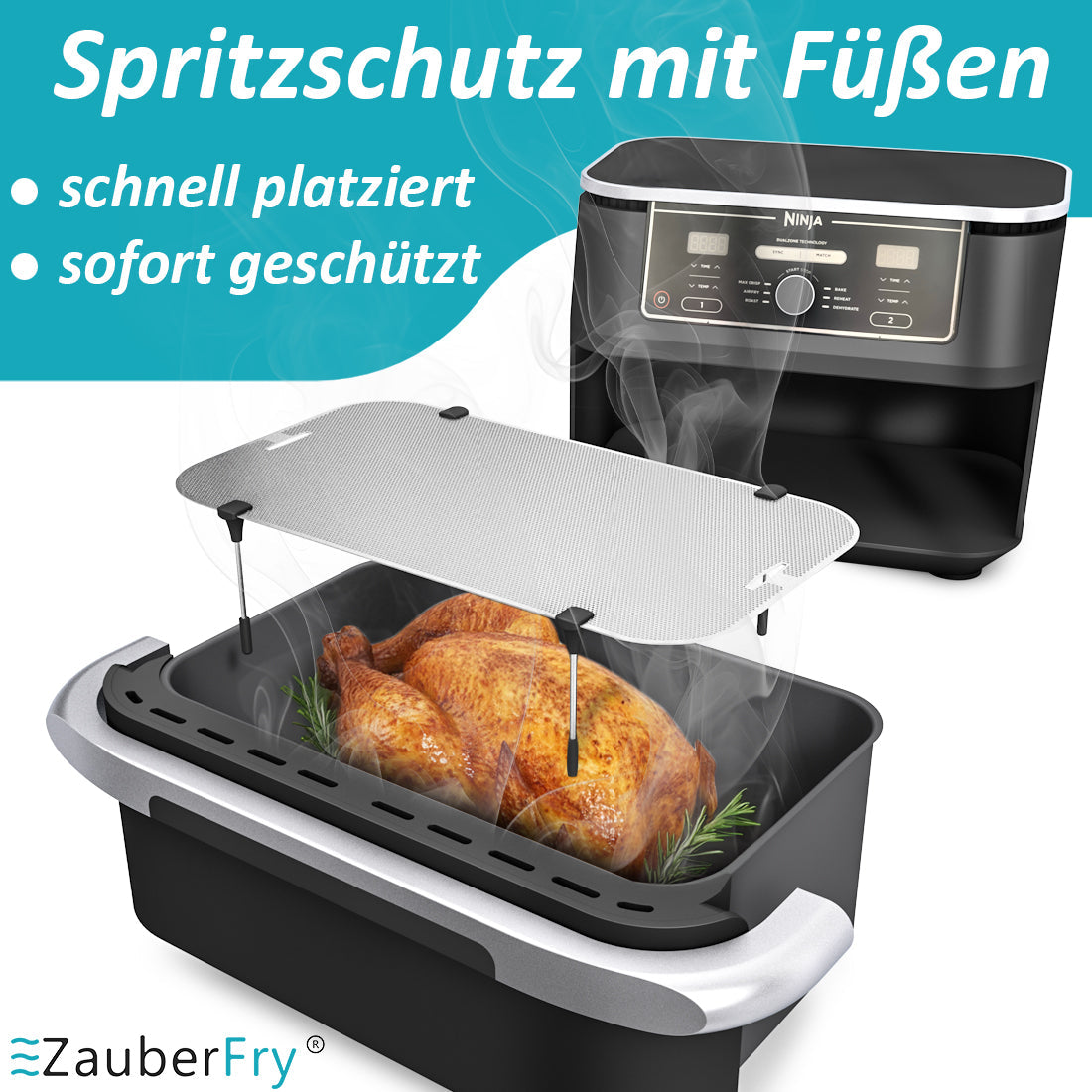 ZauberFry | Spritzschutz für Airfryer Cosori Dual Blaze, TwinFry, Ninja AF500EU