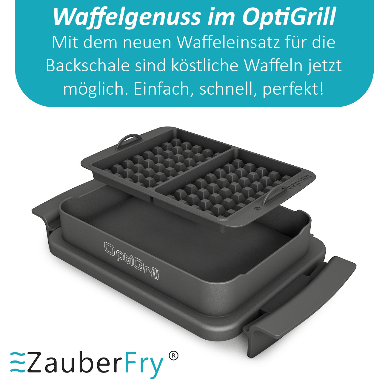 ZauberFry | Waffeleinsatz kompatibel mit Tefal OptiGrill Standardmodellen, 4in1, 2in1, Elite, Plus+