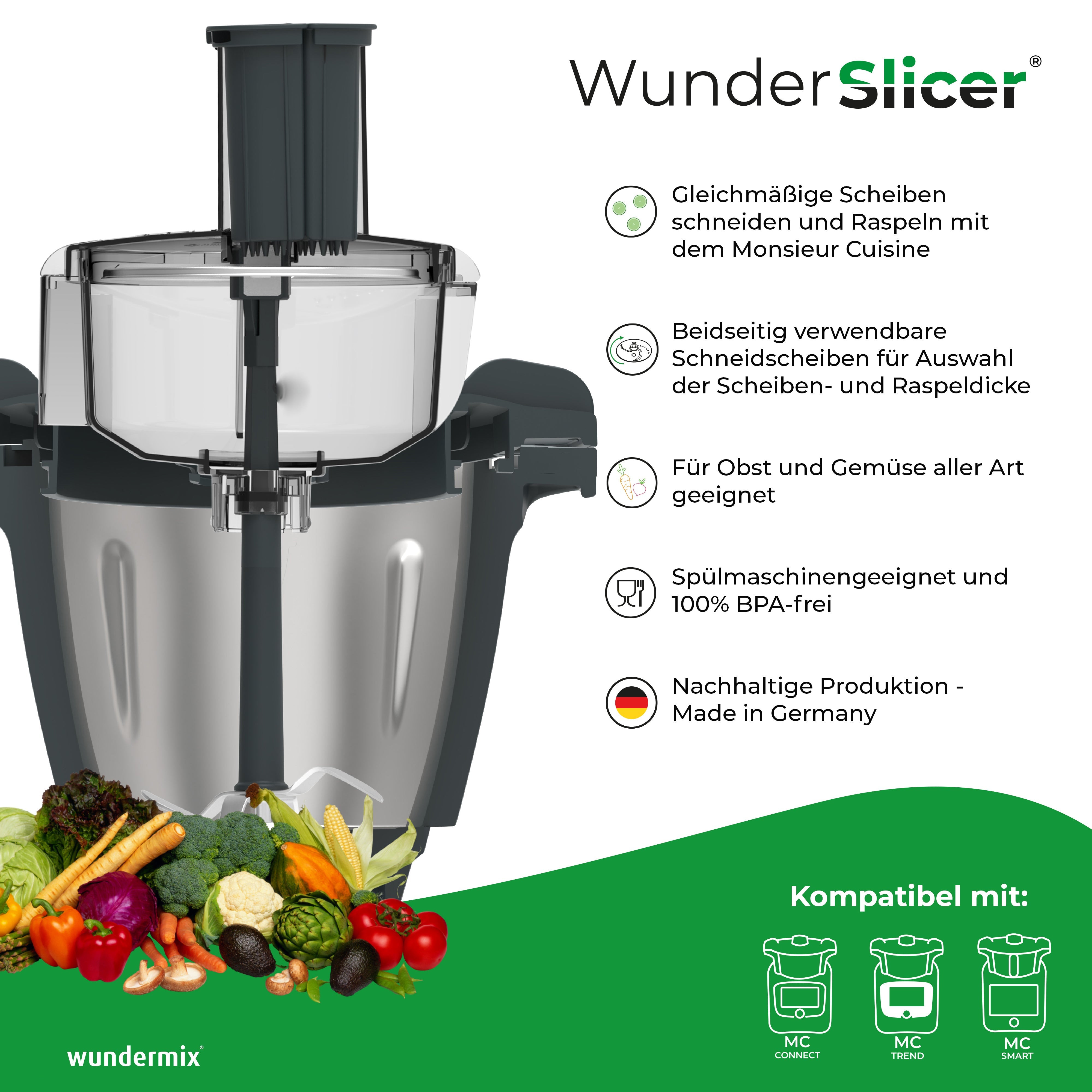 WunderSlicer® | Gemüseschneider für Monsieur Cuisine Connect, Trend & Smart