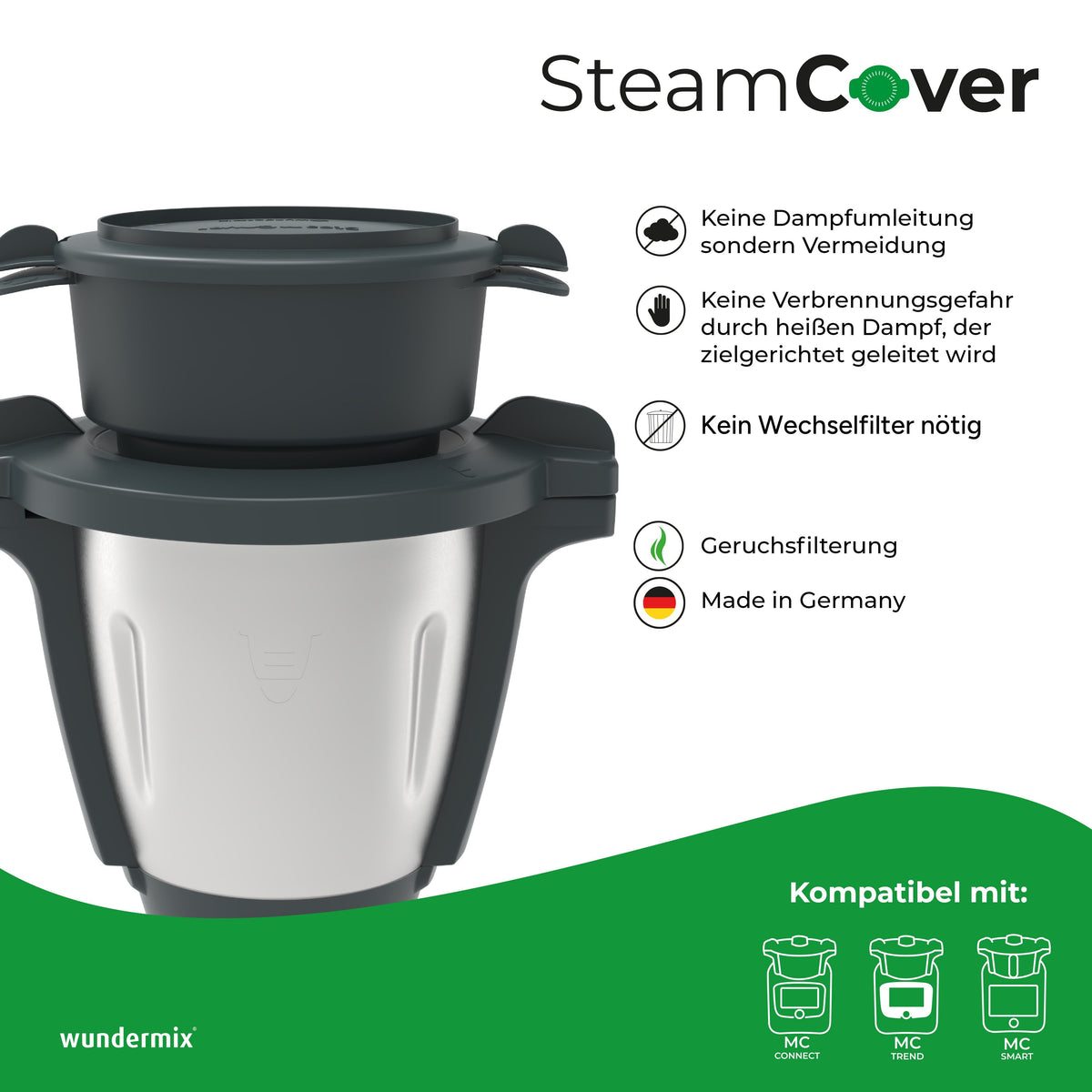 SteamCover® | Dampf- und Geruchsfilter für den Monsieur Cuisine Smart, Trend, Connect & Compact