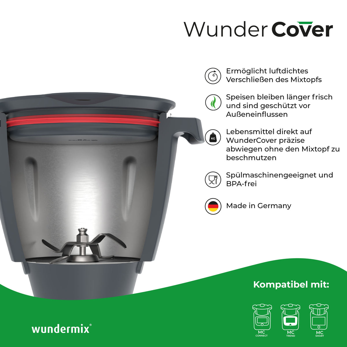 WunderCover® | Frischhalte-Deckel mit Wiegefunktion für Monsieur Cuisine Smart, Trend und Connect