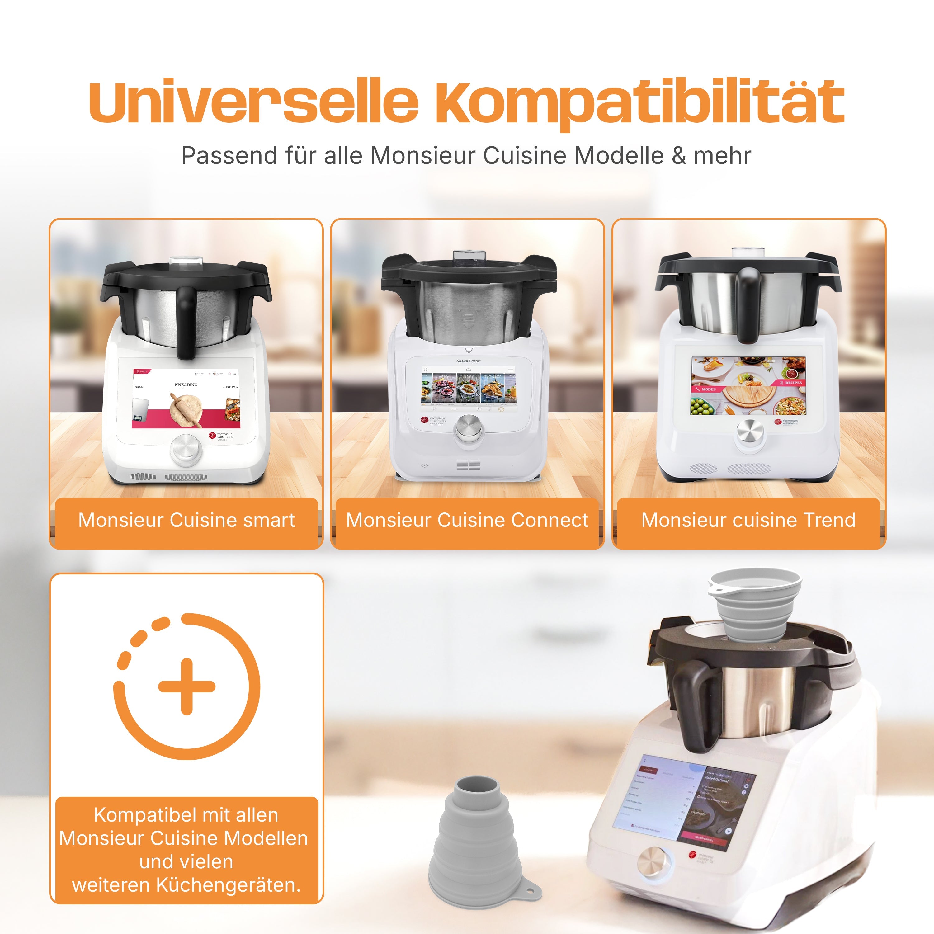 Silikon-Trichter für Monsieur Cuisine Smart, Connect, Trend & Compact