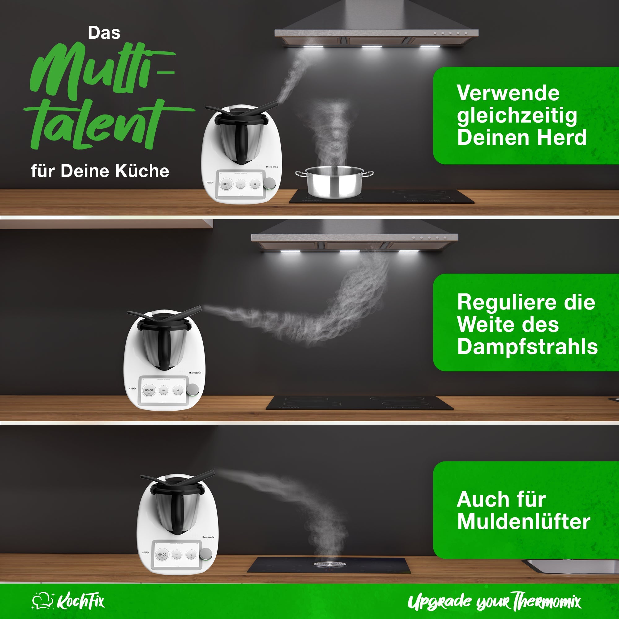 KochFix Dampfumleitung für Thermomix TM6, TM5, TM31 & Monsieur Cuisine