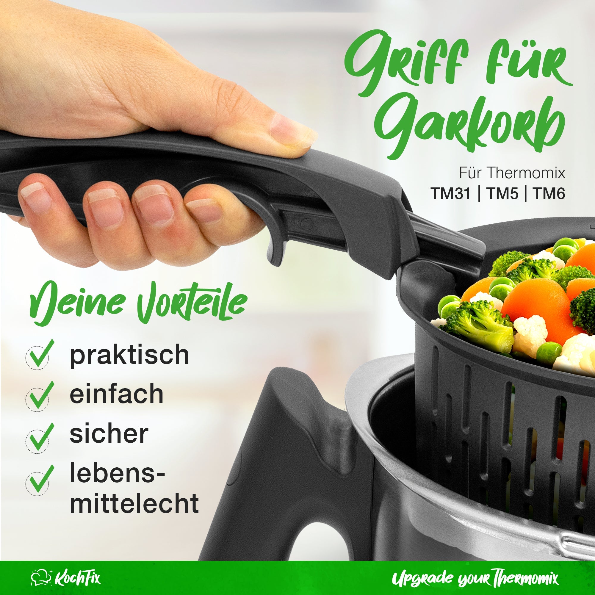 KochFix Garkorb-Griff für Thermomix-Gareinsatz TM7, TM6, TM5, TM31
