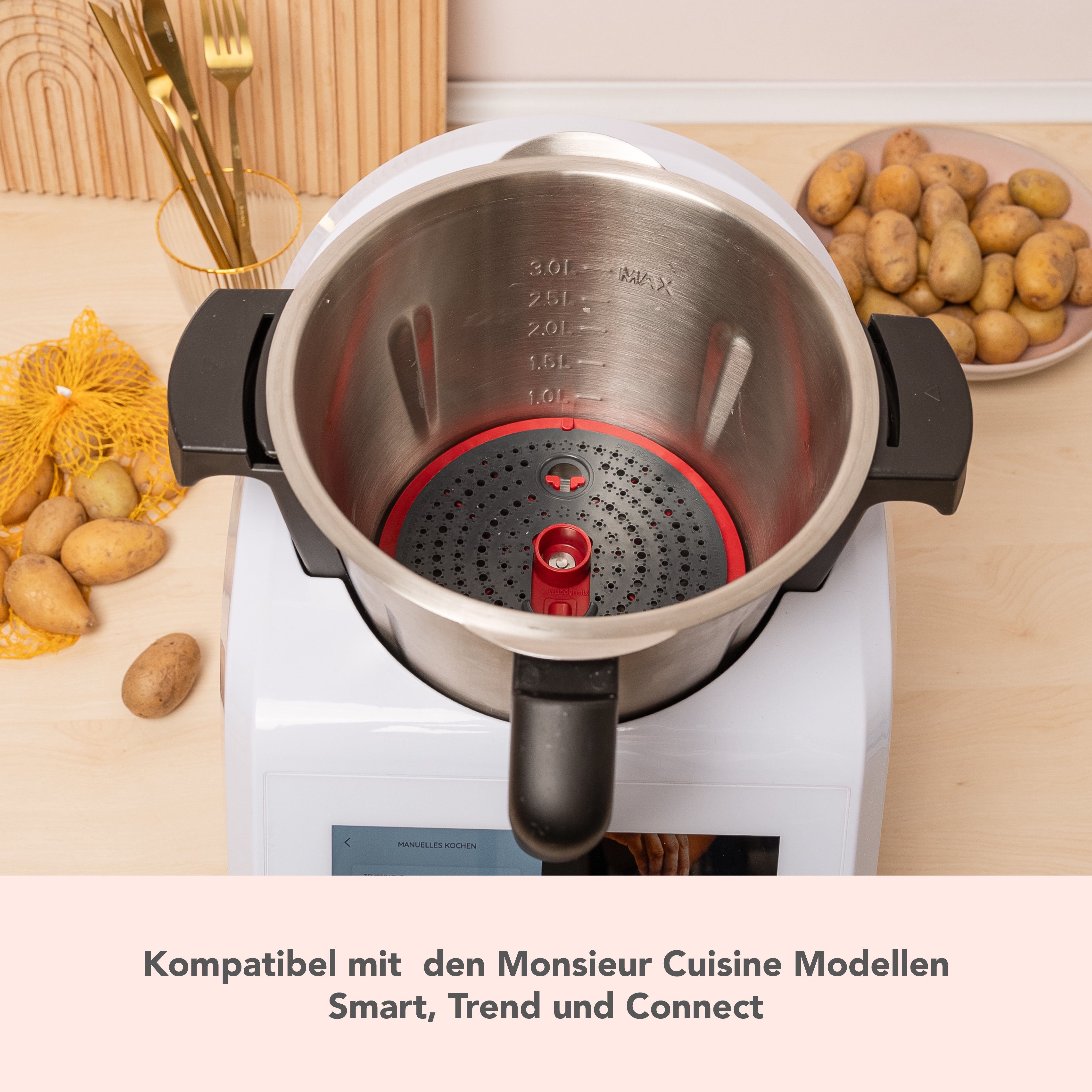 WunderPeeler® (mit Träger) | Kartoffelschäler-Aufsatz für Monsieur Cuisine
