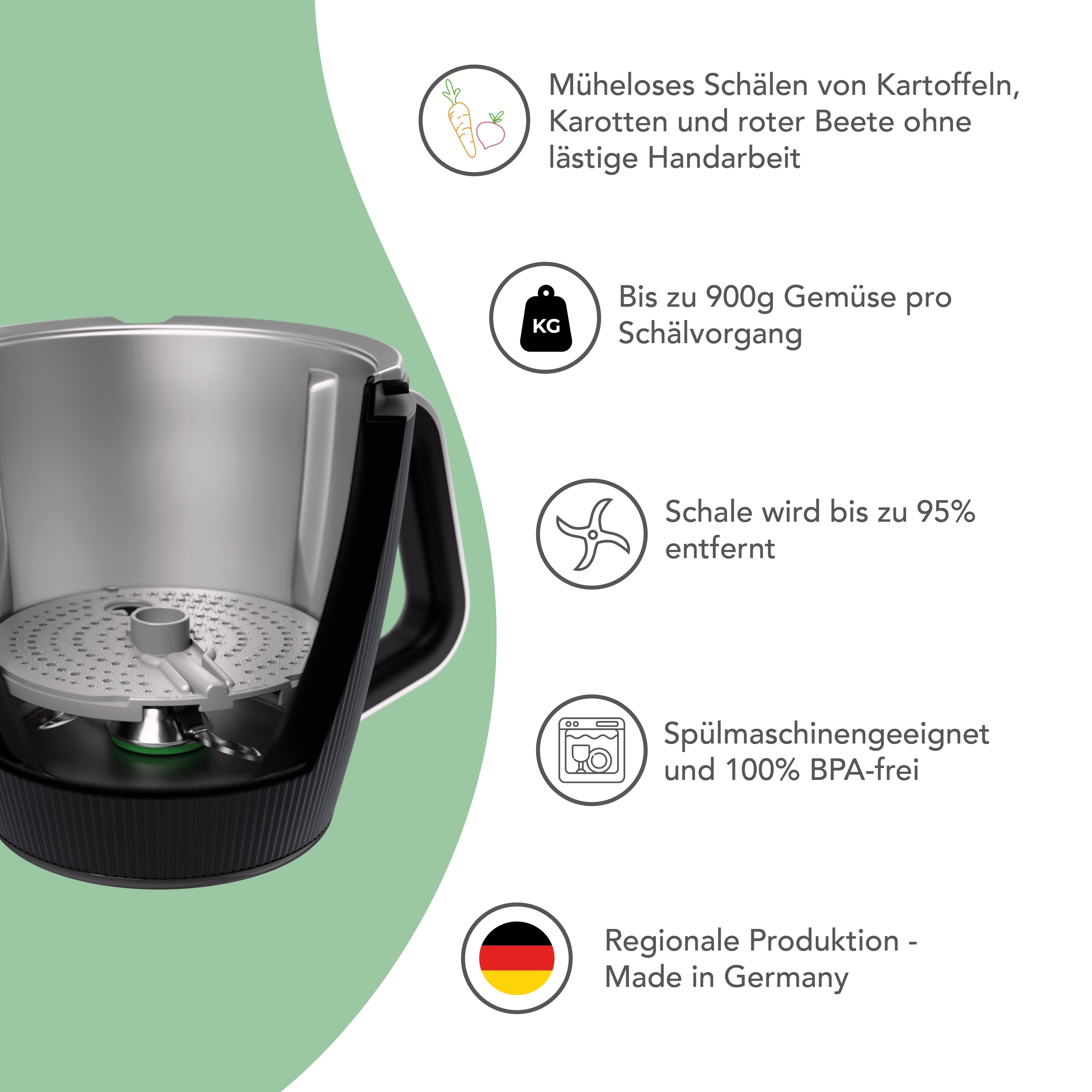 WunderPeeler® | V2 | Kartoffelschäler-Aufsatz für Thermomix TM7, TM6, TM5, TM31