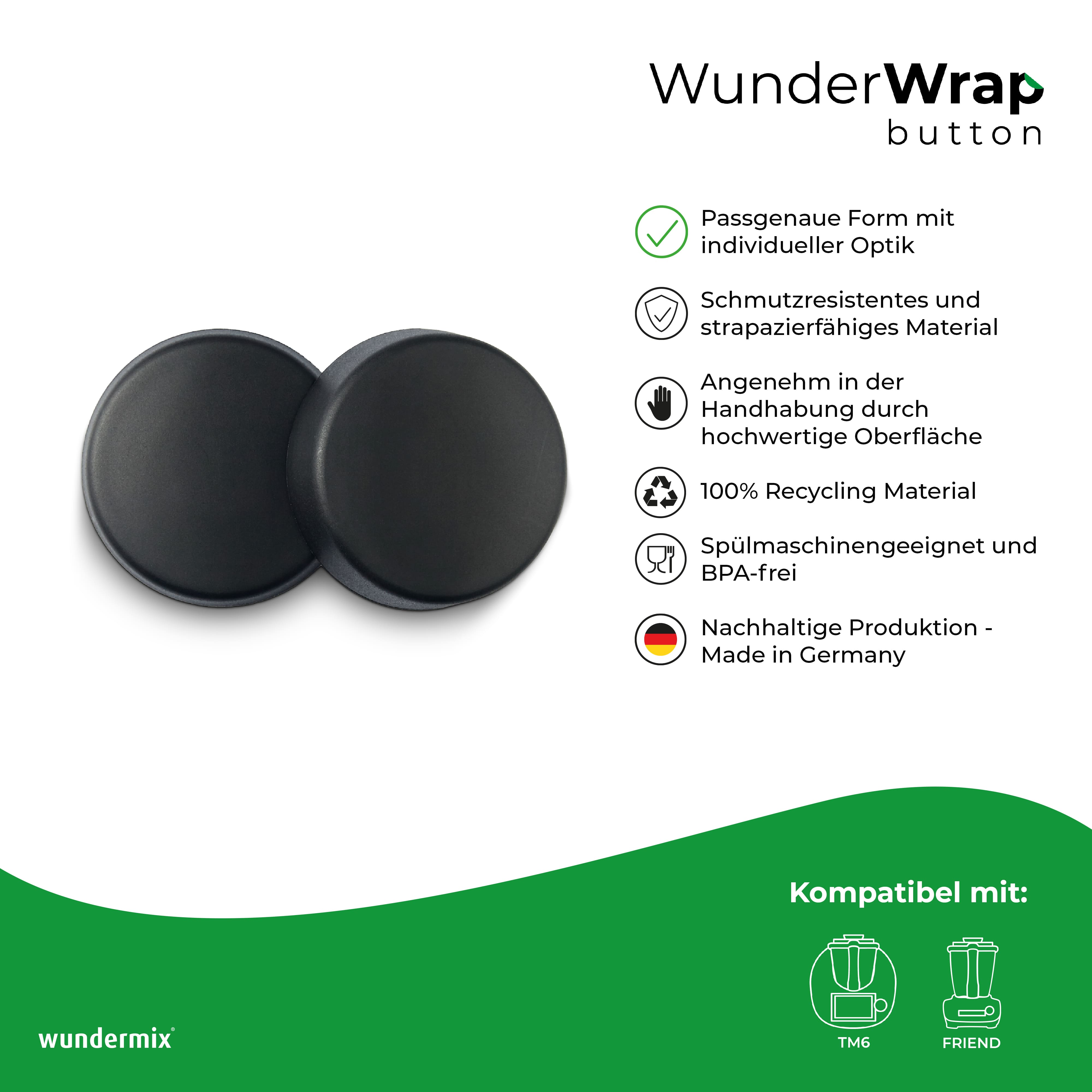 WunderWrap | Drehknopfabdeckung für TM6, TM Friend | 2er-Set | schwarz