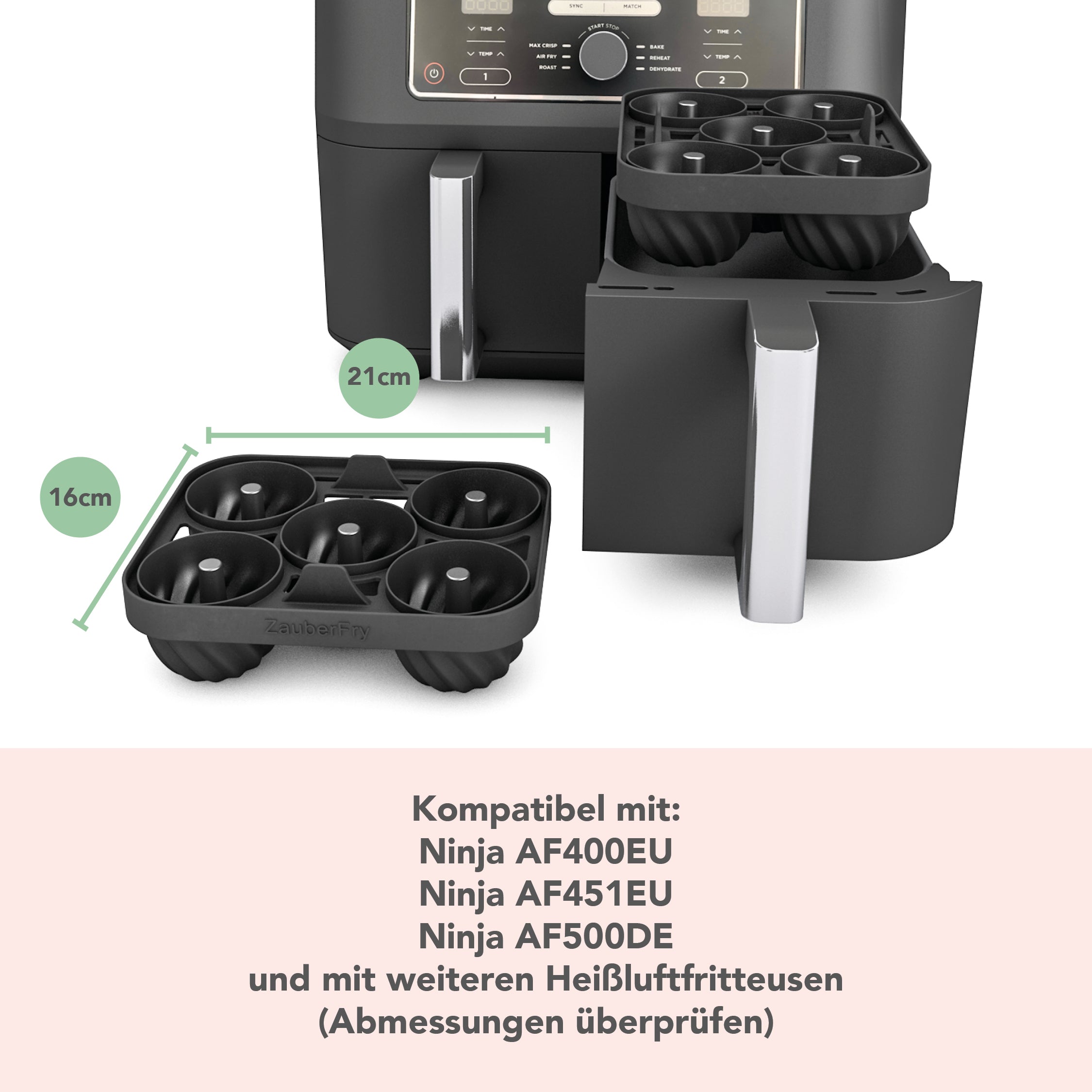 ZauberFry | Backform „Mini-Gugelhupf“ kompatibel mit Ninja Airfryer (2er-Set)