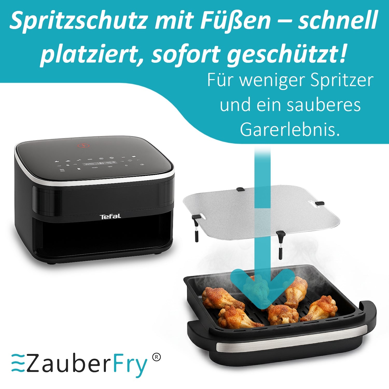 Spritzschutz Airfryer Tefal Easy Fry XL Surface Edelstahl