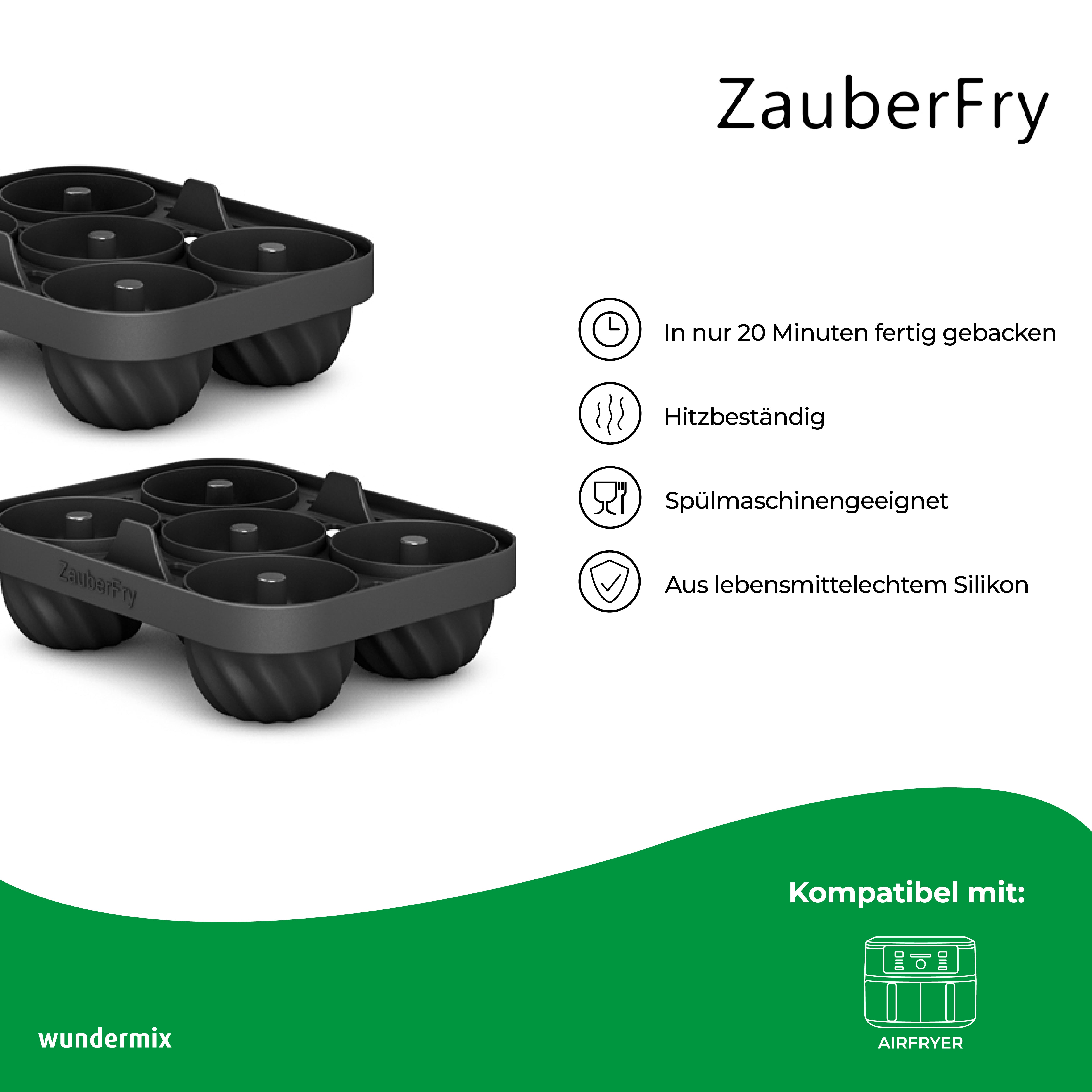 ZauberFry - Backform „Mini-Gugelhupf“ kompatibel mit Ninja Airfryer  (2er-Set)