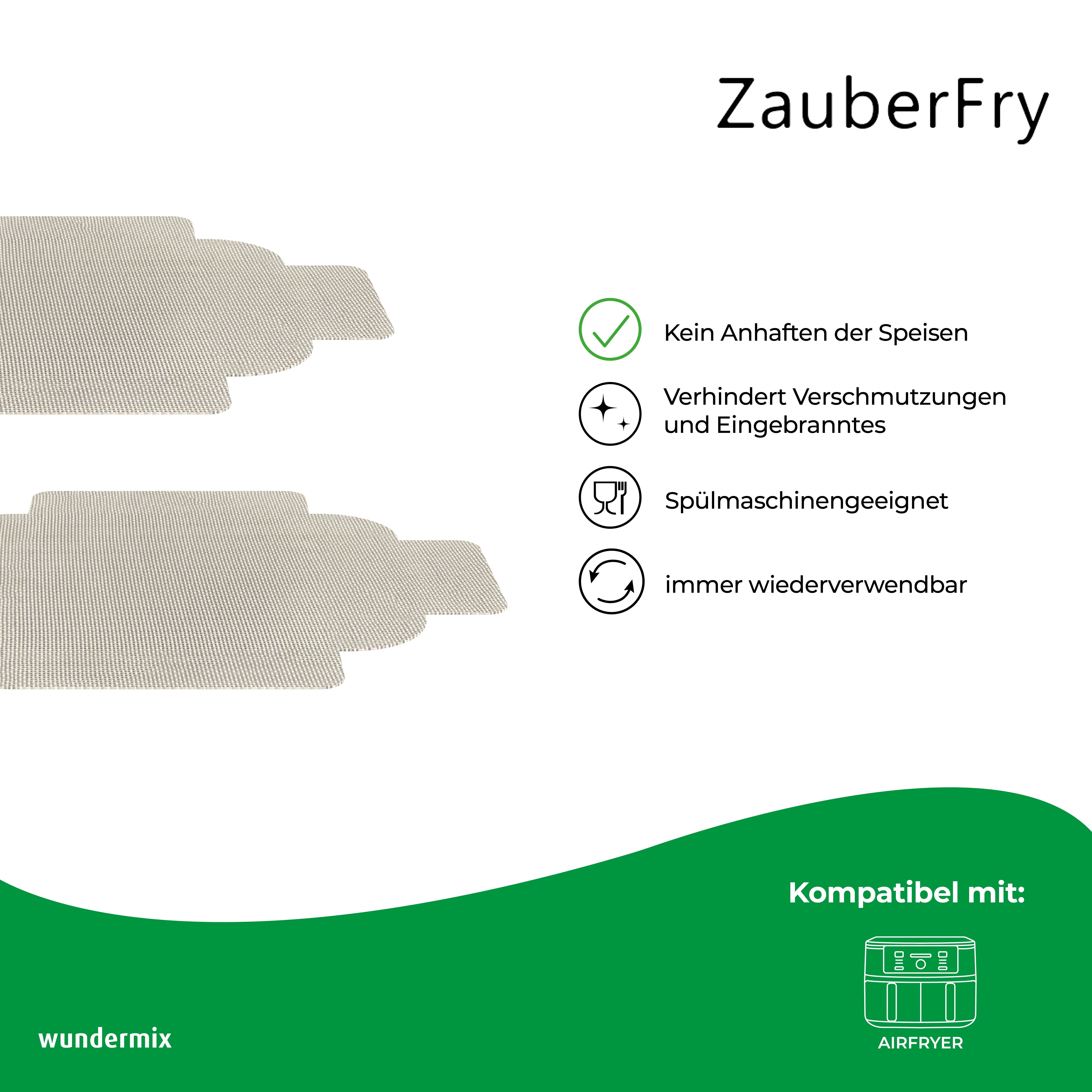 ZauberFry - Dauerbackmatten aus Silikon kompatibel mit Ninja Airfryer (2er-Set)