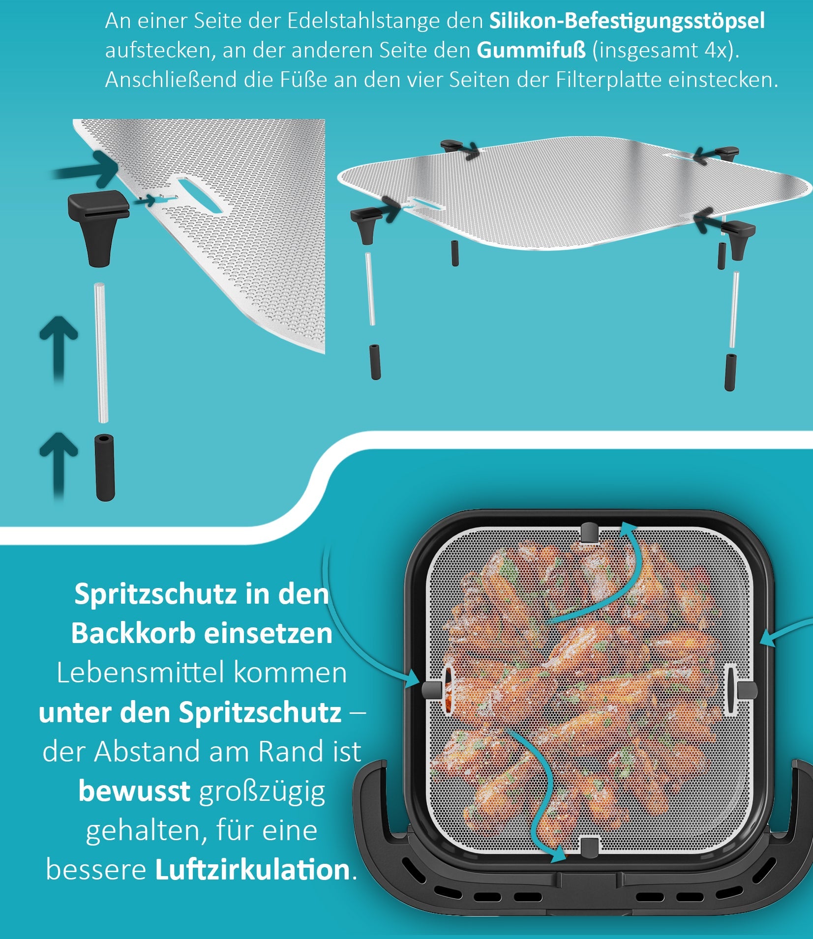 Spritzschutz Airfryer Tefal Easy Fry XL Surface Edelstahl