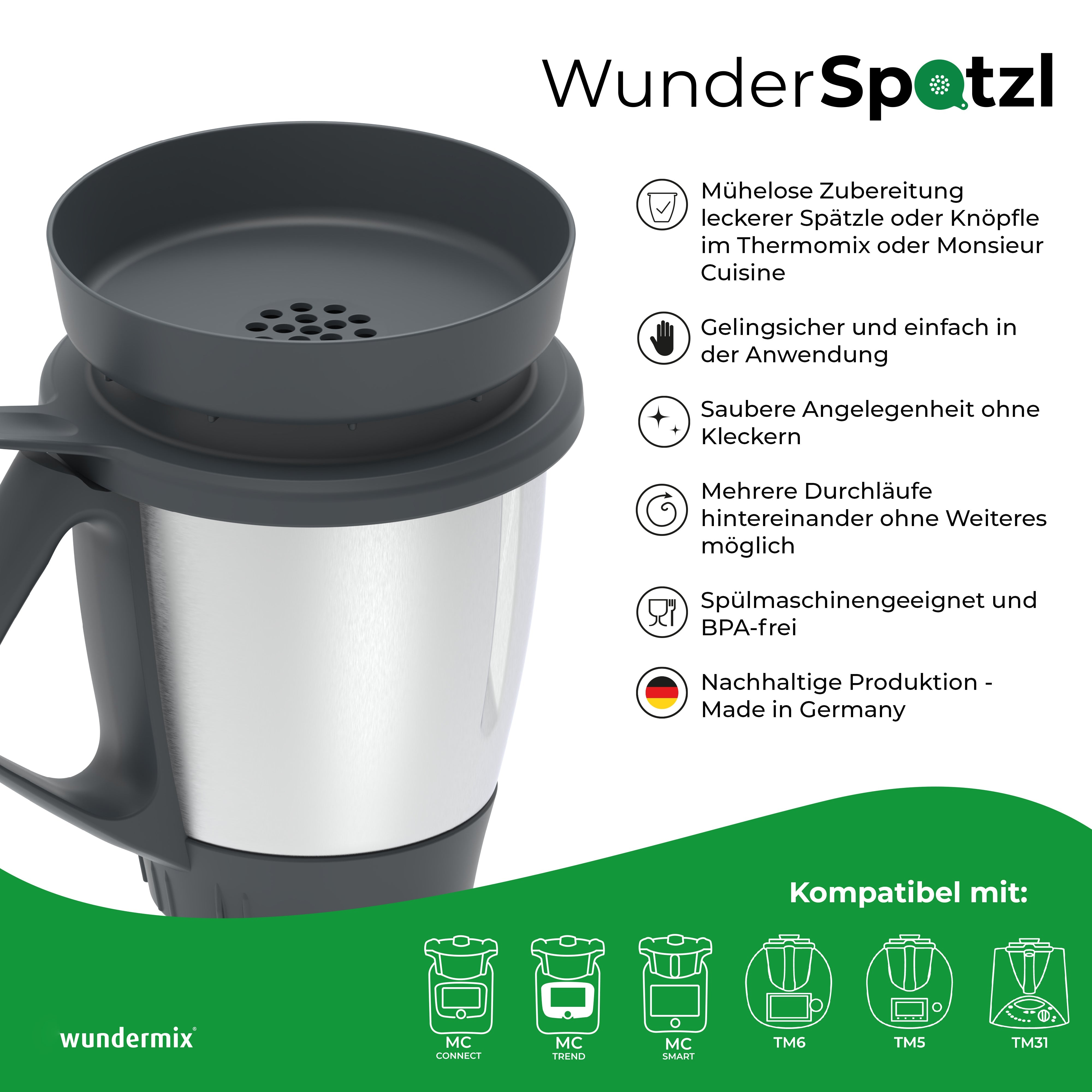 WunderSpatzl® | Spätzlereibe für Thermomix & Monsieur Cuisine