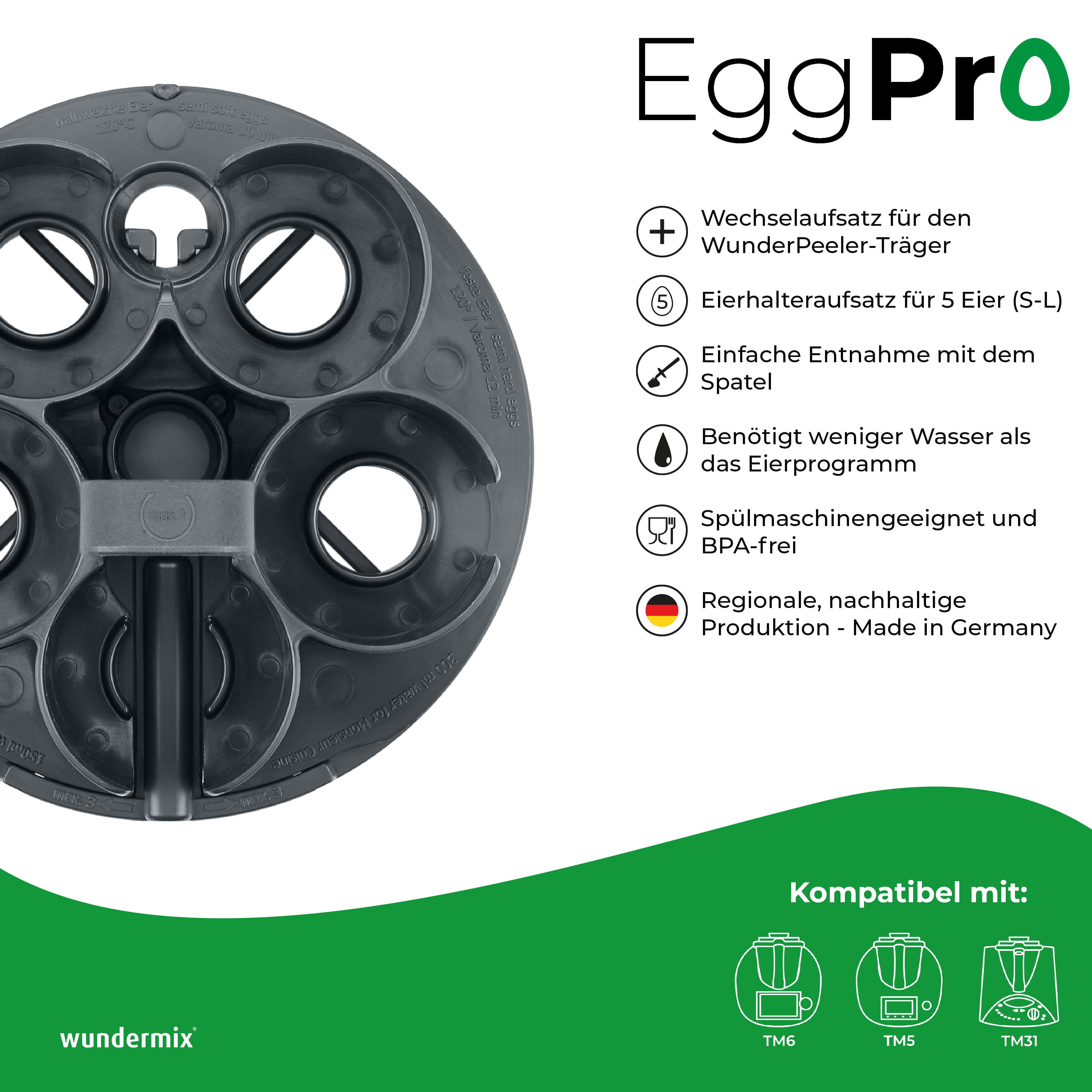 EggPro | Eierhalter-Aufsatz inkl. Träger für Thermomix TM6, TM5, TM31