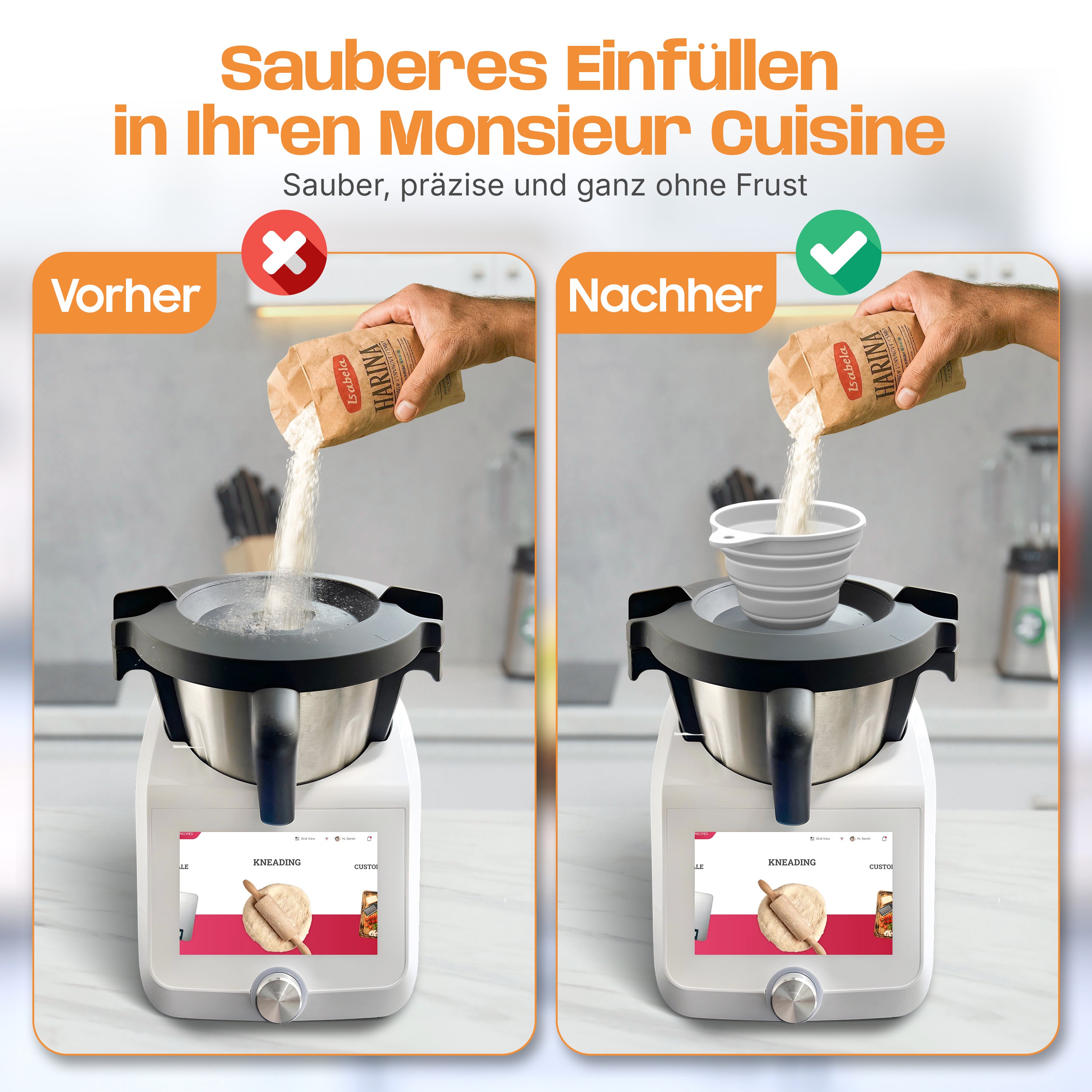 Silikon-Trichter für Monsieur Cuisine Smart, Connect, Trend & Compact