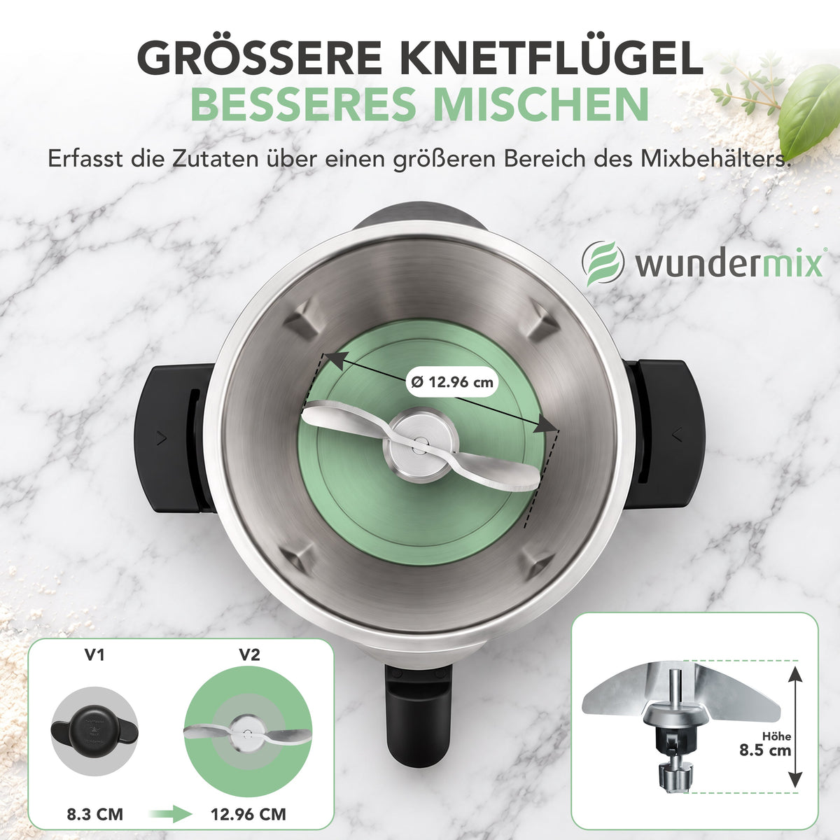 TeigMeister V2 | Edelstahl Kneteinsatz für Monsieur Cuisine Connect, Trend, Smart & Compact