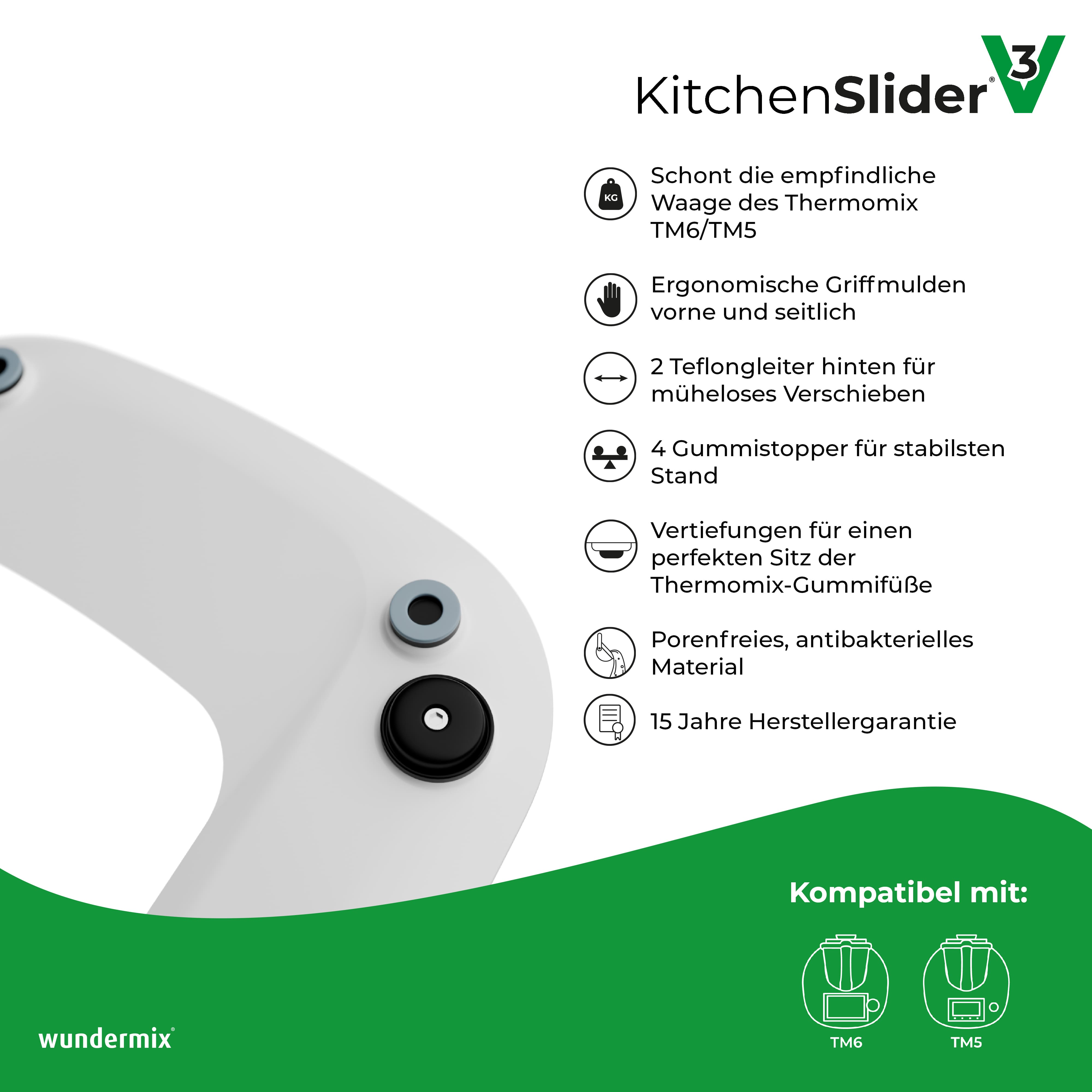 KitchenSlider® M | V3 | Premium-Gleitbrett für Thermomix TM6, TM5