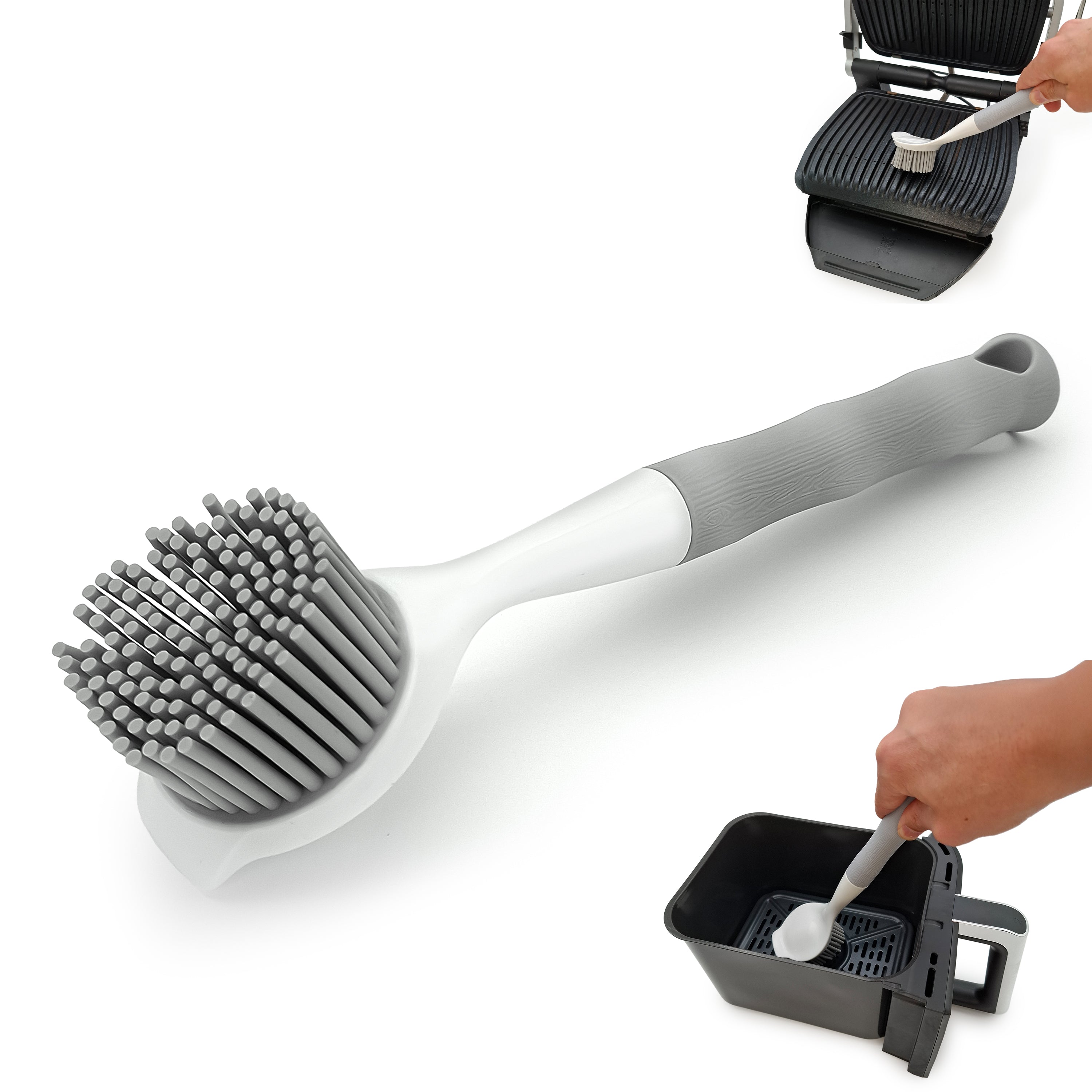 WunderFry | Reinigungsbürste mit Silikonborsten für Airfryer, Kontaktgrill & Pfannen
