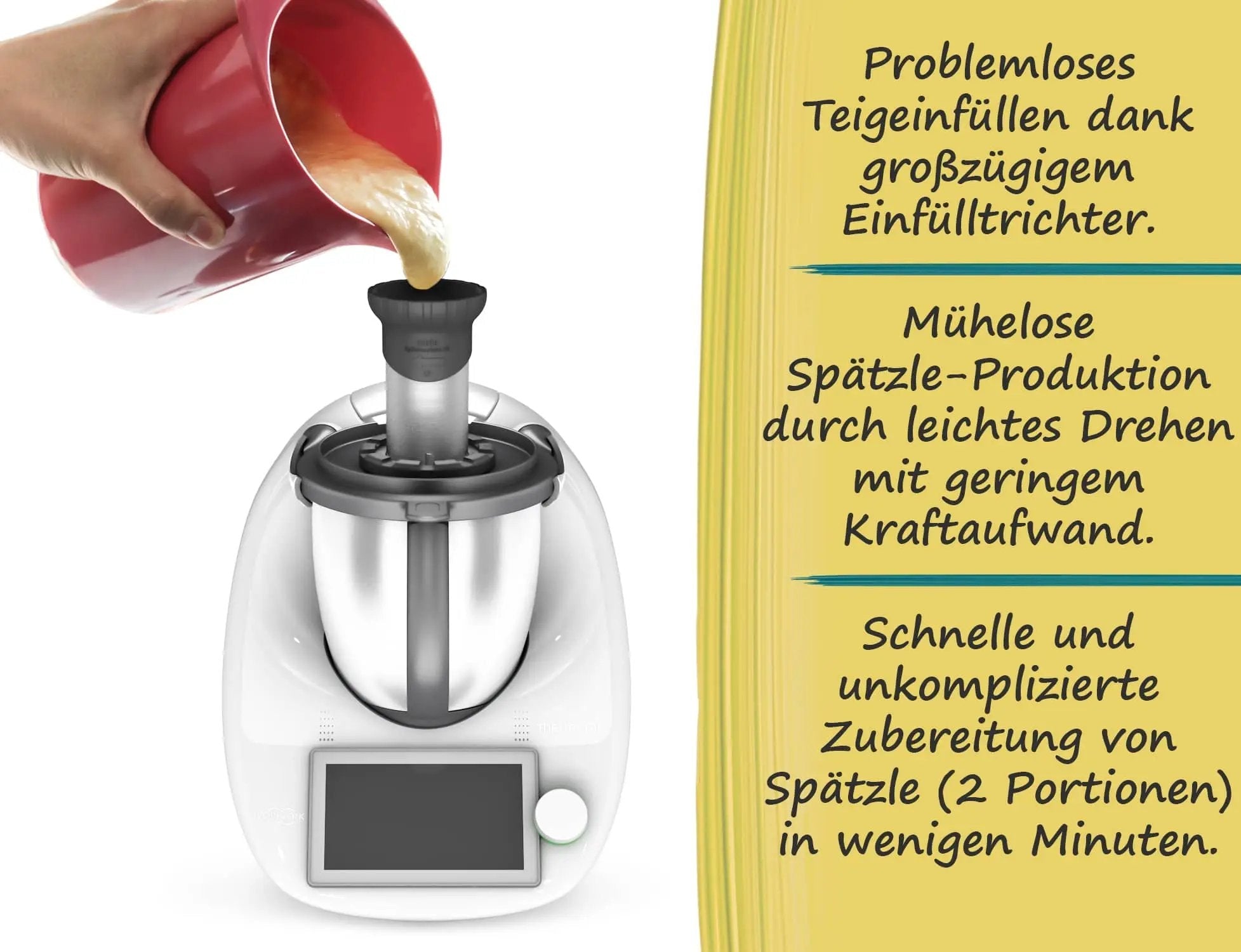 mixle® | Spätzleaufsatz V2 aus Edelstahl für Thermomix TM6, TM5, TM31 und TM Friend