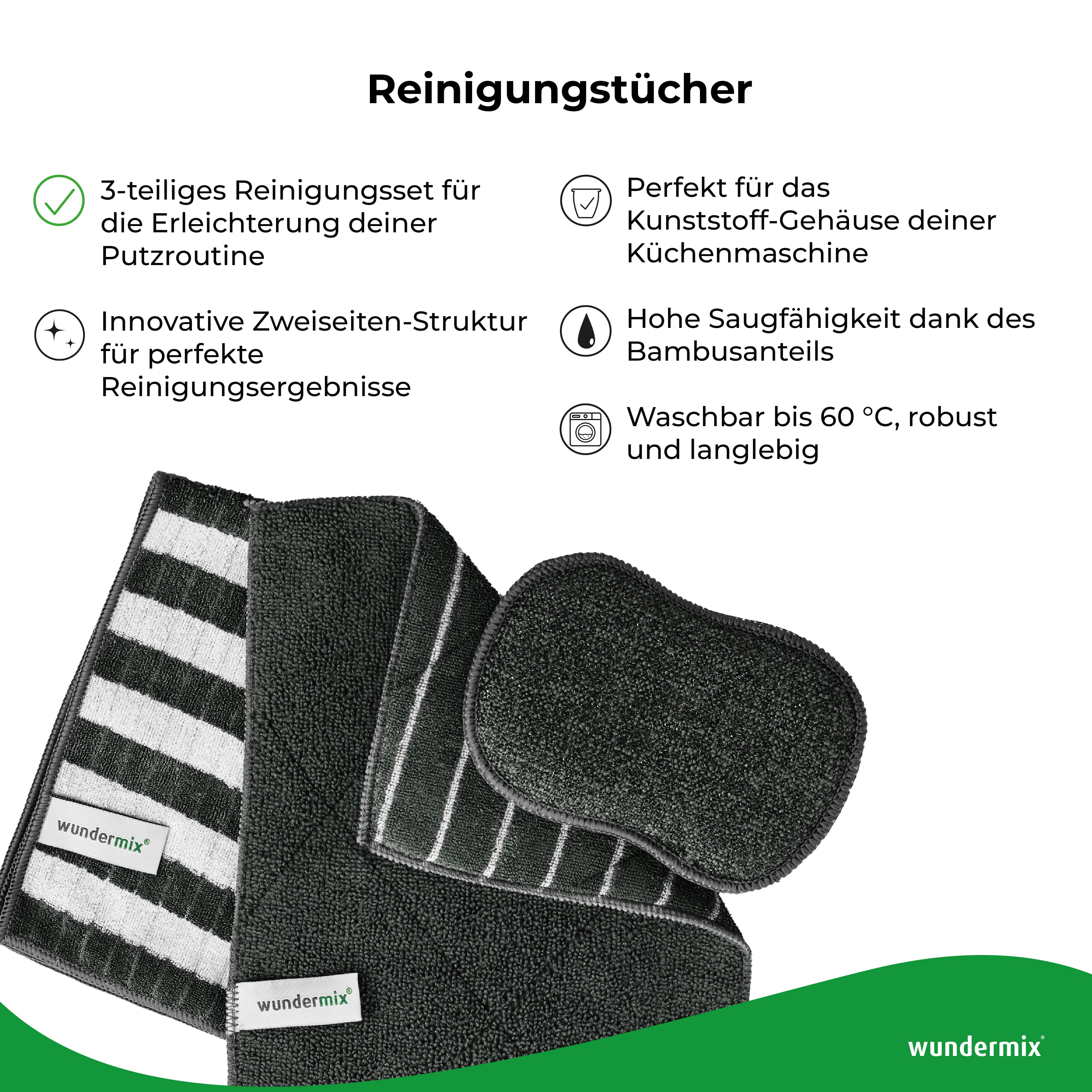 Reinigungstücher-Set aus Bambus- und Mikrofaser (3-tlg.)