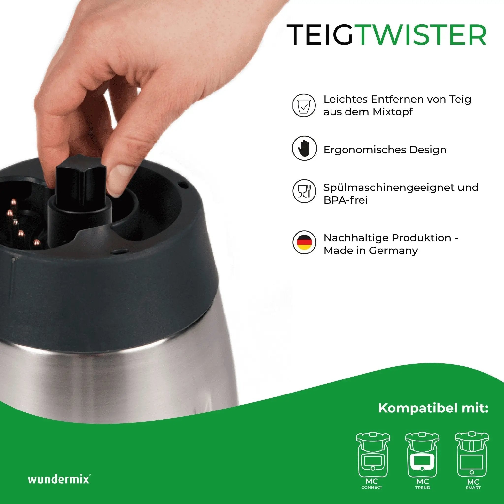 TeigTwister® für Monsieur Cuisine Connect, Trend, Smart | Teiglöser aus Kunststoff