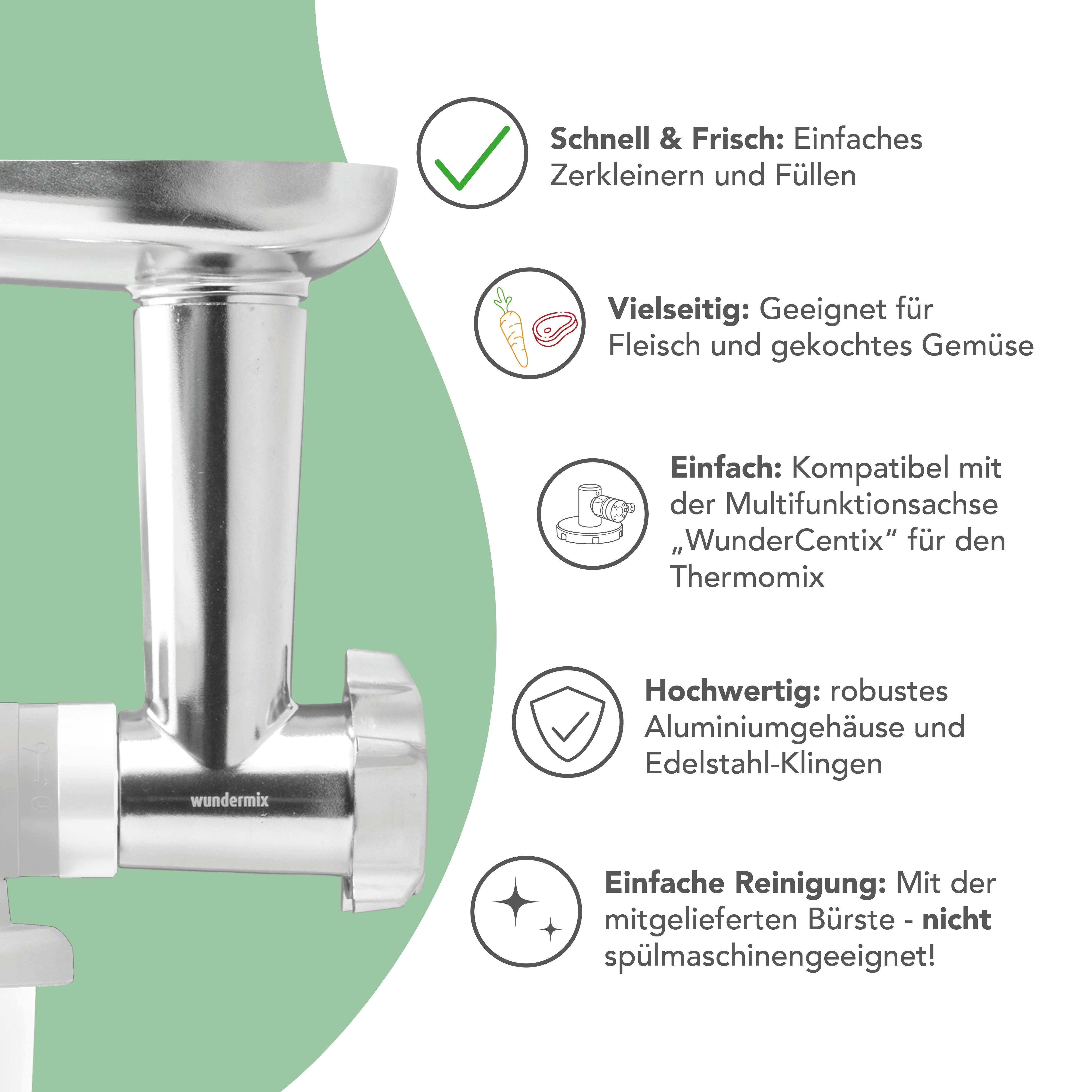 Fleischwolf mit Wurstfüllhorn für WunderCentix®